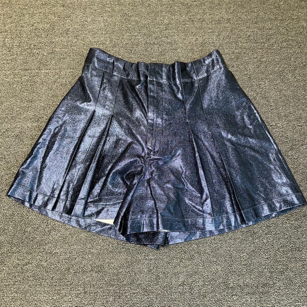 House of Harlow 1960 Blue/Purple Metallic Pleated Shorts Women's Size Small